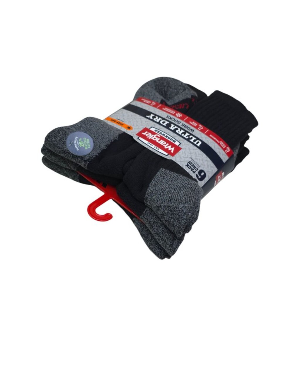 Wrangler Ultra Dry Work Socks 6-Pack Crew Arch Support Steel Toe Cushion Foot - Picture 3 of 9